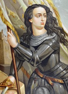 JOAN OF ARC, pyhä (1412-1431). Ranskalainen sankaritar satavuotisen sodan aikana. Juan Landa Seixin kuvitus kuuluisista miehistä ja naisista tekijältä Spanish School