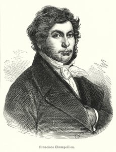 Jean-Francois Champollion, ranskalainen tutkija, filologi ja muinaisen Egyptin hieroglyfien (litho) tulkitsija tekijältä Spanish School