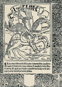 Ritari vuorella, Joanot MARTORELLin (1413-1468) espanjalaisen teoksen Tirant lo Blanc etulevy tekijältä Spanish School