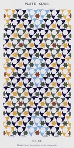 Mosaiikki Generalifen portikista (väri litho) tekijältä Spanish School