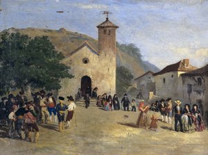 Sortie de messe - Tulee ulos messusta. Anonyymi maalaus tekijältä Spanish School