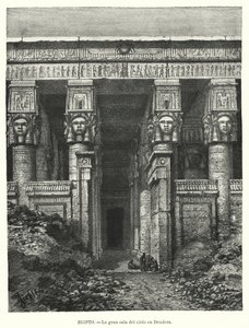 Hathorin temppeli, Dendera, Egypti (litho) tekijältä Spanish School