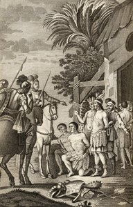 Espanjan Chilen valloitus, Alonso de Ercilla, "La Araucana", julkaistu Barcelona, 1827 (kaiverrus) tekijältä Spanish School