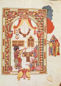 Jerusalemin temppeli, visigootti-motsarabialainen Pyhän Isidores-Raamattu, fol.50r., A.D. 960 (tempera on vellum)