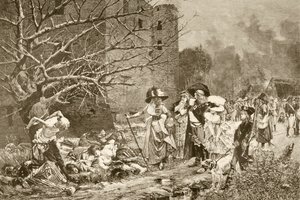 Machecoulin verilöyly Ranskassa Ranskan vallankumouksen aikana Francois Flamengin maalauksen jälkeen Album Artisticosta, julkaistu noin 1890 (litho) tekijältä Spanish School
