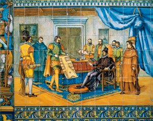 Uusien kaupunkisuunnitelmien esittely Espanjan kuninkaalle Philip II:lle tekijältä Spanish School