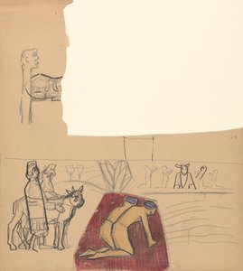Kultaisen vasikan luola: koristeellinen paneeli, palvojat ja vasikka tekijältä Spencer Frederick Gore