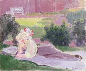 Taiteilijan vaimo Rowlandsonin talon puutarhassa tekijältä Spencer Frederick Gore