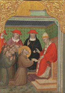 Pyhä Franciscus paavin edessä Fransiskaanisen säännön hyväksyminen, 13901400. tekijältä Spinello Aretino