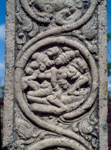 Reliefi buddhalaisen temppelin pilarista