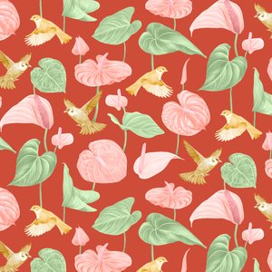 Anthurium-kuvio, 2021 (grafiittikynä ja digitaalinen)