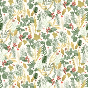 Holiday holly pattern -valo, 2021 (grafiittikynä ja digitaalinen) tekijältä Stacy Hsu