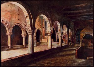 Catedrals italianes: Toscanella, vista a través de la nau de San Pietro (litografia en color) tekijältä Stafford Leake