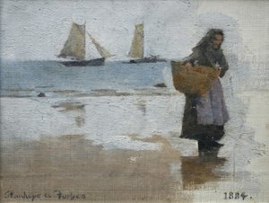 Kalastajanainen rannalla tekijältä Stanhope Alexander Forbes