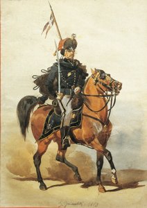 Piacenzan husaarien upseeri, piirustus Stanislao Grimaldi del Poggetto