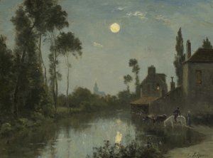 Moonlit River, noin 1866-70 tekijältä Stanislas Victor Edouard Lepine