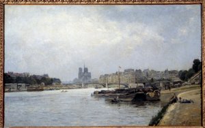Citen saari ja Saint Louisin saari Austerlitzin sillalta nähtynä Stanislas Lepinen maalaus (1835-1892) 1800-luvun su. 0,83x0,51 m Pariisi, Musee Carnavalet tekijältä Stanislas Victor Edouard Lepine