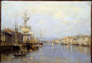 Näkymä Rouenin satamasta Stanislas Lepinen (1835-1892) maalaus 1800-luvun Reims, Musee des Beaux Arts