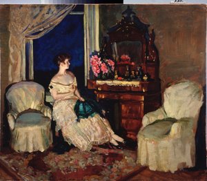 Huoneessa - Stanislav Julianovich Zhukovsky (Zhukovsky) (1873-1944) maalaus, öljy kankaalle tekijältä Stanislav Joulianovitch Joukovski