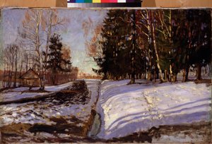 maaliskuuta. Stanislav Julianovich Zhukovsky (Žukovski) (1873-1944) maalaus, öljy kankaalle tekijältä Stanislav Joulianovitch Joukovski