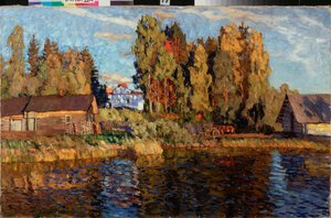 Ilta. Stanislav Julianovich Zhukovsky (Žukovski) (1873-1944) maalaus, öljy kankaalle