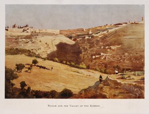 Stanley Inchboldin akvarelli, joka kuvaa Kidronin laaksoa Jerusalemissa, Palestiinassa 1906
