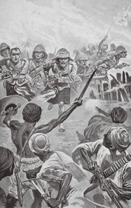 Camerons Rushing the Zareba at the Atbara (litografia) tekijältä Stanley L. (after) Wood