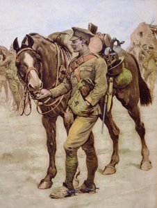 "Sharing Rations" - julkaistu "The War Illustrated" -lehdessä 23. joulukuuta 1916 (värilitho) tekijältä Stanley L. (after) Wood