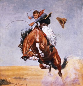 Cowboy yrittää murtaa hevosen