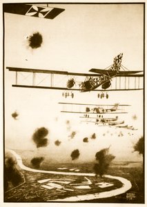Daylight Raid Lontoossa, kuvitus John Hamiltonin Flying Memoriesista tekijältä Stanley Orton Bradshaw