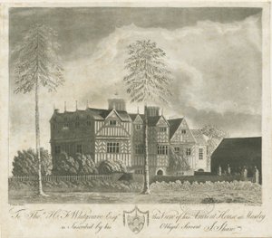 Bushbury - Moseley Old Hall: akvatintakaiverrus ja [1700-luku] tekijältä Stebbing Shaw
