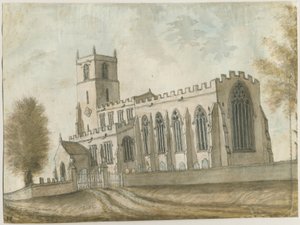 Checkley Church: akvarellimaalaus, nd [1762-1802] (maalaus) tekijältä Stebbing Shaw
