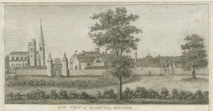 Hamstall Ridware - kirkko ja kartano: kaiverrus, nd [1762-1802] (painettu) tekijältä Stebbing Shaw