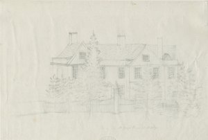 Madeley - [?Mr Youngin] House: lyijykynäpiirros ja [?1700-luku]