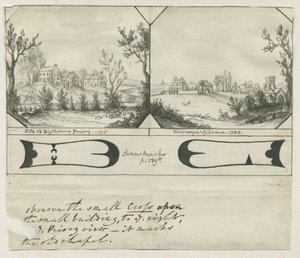 Mavesyn Ridware - Blythbury Prioryn paikka: intialainen mustepiirustus, 1795 tekijältä Stebbing Shaw