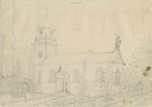 Patshullin kirkko: lyijykynäpiirros, nd [1762-1802] tekijältä Stebbing Shaw