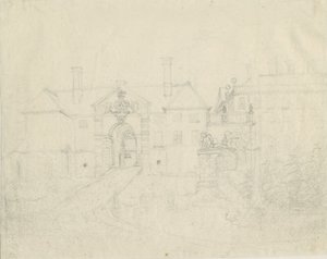 Patshull House: lyijykynäpiirros, nd [?1762-1802] tekijältä Stebbing Shaw