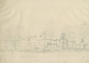 Rushall Castle/Hall: lyijykynäpiirustus, nd [1762-1802] (piirustus) (piirustus) tekijältä Stebbing Shaw