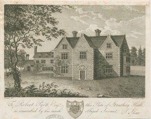 Streethay Hall: kaiverrus, nd [18. vuosisadan loppupuoli] (vedos) (printti) tekijältä Stebbing Shaw