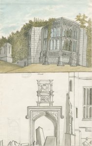 Tixall - Goottilainen ikkuna ja heraldinen antiikki: akvarellimaalaus, nd [1762-1802] (maalaus) tekijältä Stebbing Shaw