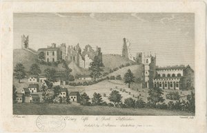 Tutburyn linna ja kirkko - kaakkoisnäkymä: kaiverrus, nd [1762-1792] (vedos) (painettu) tekijältä Stebbing Shaw