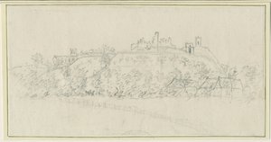 Tutbury Castle: lyijykynäpiirros, nd [1762-1802] tekijältä Stebbing Shaw