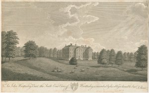 Wrottesley Hall: kaiverrus, nd [c 1798] (painettu) tekijältä Stebbing Shaw