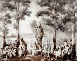 Näkymä Tuileriesin terassille vuonna 1807 Maailman uloskäynti puistoon. Jean Pierre Norblin De La Gourdainen (1745-1830) piirros 1807 Pariisi, Musee Carnavalet tekijältä Stefan Juliusz Norblin de la Gourdaine