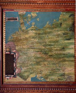 Saksa-kortin teki Stefano Bonsignori (? -1589) italialainen kosmografi ja taidemaalari. Noin 1581. Firenze, Palazzo Vecchio, Sala del Mappamondo
