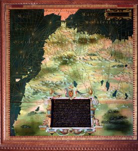 Pohjois-Afrikan (Marokko) ja Gibraltarin Detroitin kartan teki Stefano Bonsignori (? -1589) italialainen kosmografi ja taidemaalari. Noin 1581. Firenze, Palazzo Vecchio, Sala del Mappamondo