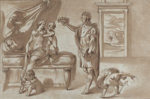 Mars tarjoaa kukkasppeleen Venukselle, 1760-90.