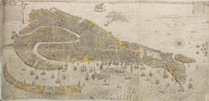 Todellinen ja todellinen piirros Venetsian kaupungista. Panoraama Venetsiaan, 1676. tekijältä Stefano Scolari