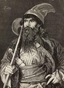 Sheikki täydessä kuninkaallinen, F Gamberonin kaiverrus Stefano Ussin (1822-1901) maalauksesta, L