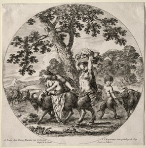 Satyr-perhe matkustaa. tekijältä Stefano della Bella